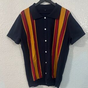 Mens Stylish striped Button up Shirt Sz: Large